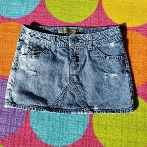 Denim distressed skirt